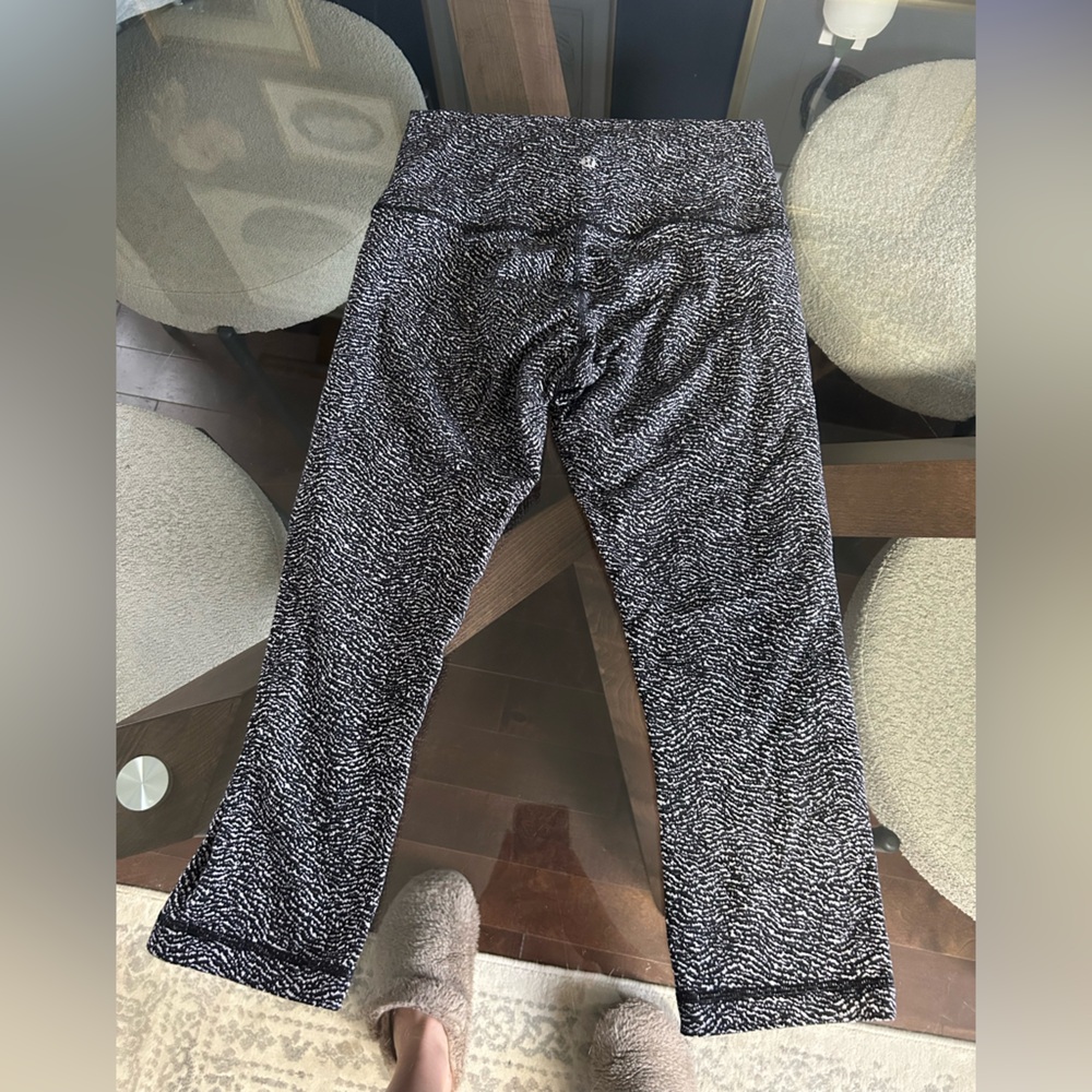Lululemon Wunder Under Luon Ripple Jacquard Crop White Black Align High Rise